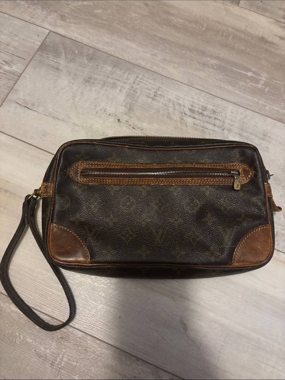 Louis Vuitton Brown Monogram Toiletry Wristlet- authentic